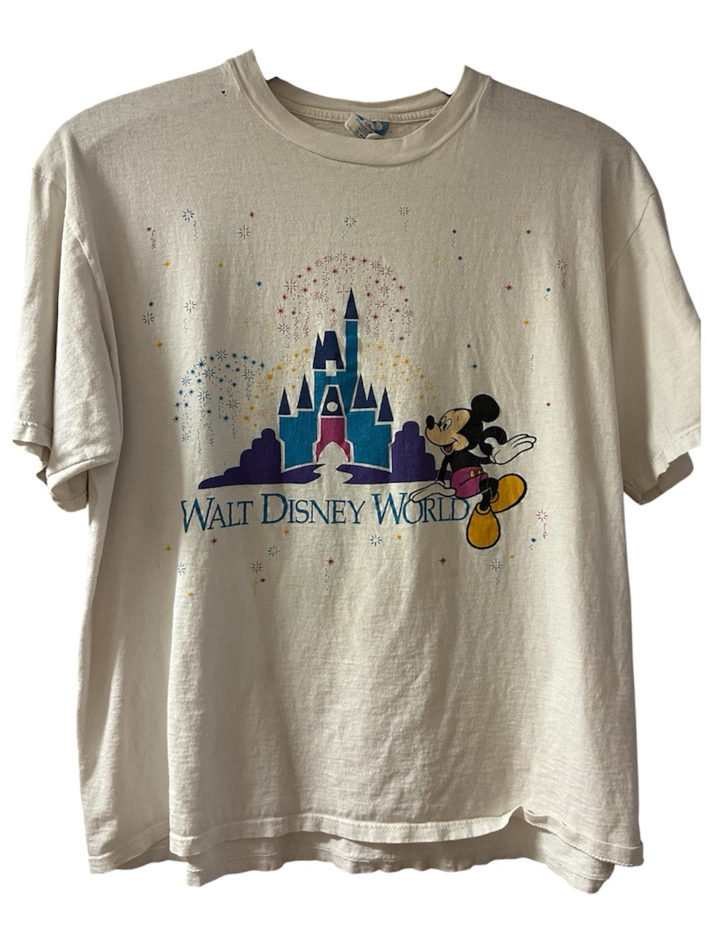 Disney Cream Walt Disney World Castle & Mickey Short Sleeve Tee